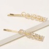 Faux Pearl & Rhinestone Engraved QUEEN Hairpins
